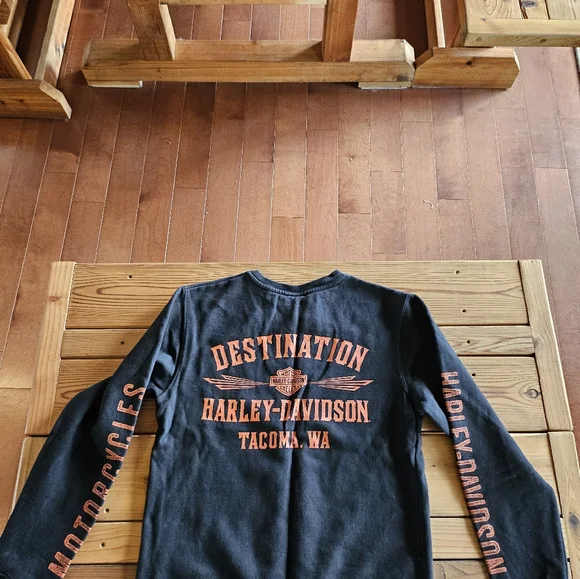 Harley-Davidson Womens Black Sweatshirt with Orange Logo - Picture 4 of 4